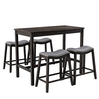 5 pc Dining Set With 4 Upholstered Stools