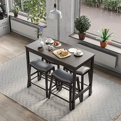 5-piece Dining Set With 4 Upholstered Stools