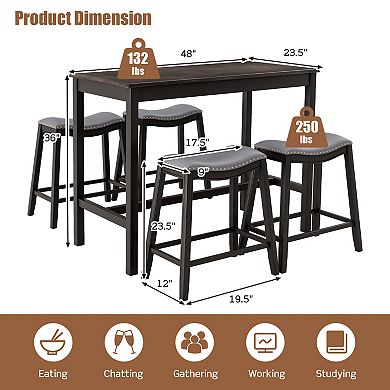 5-piece Dining Set With 4 Upholstered Stools