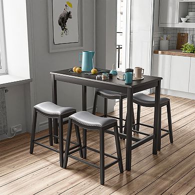 5-piece Dining Set With 4 Upholstered Stools