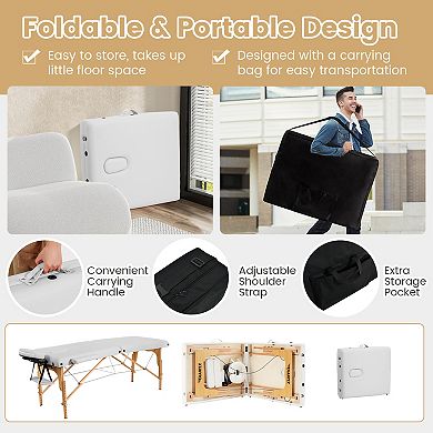 Portable Adjustable Facial Spa Bed With Carry Case-white