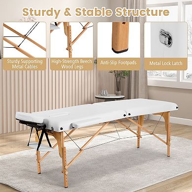 Portable Adjustable Facial Spa Bed With Carry Case-white