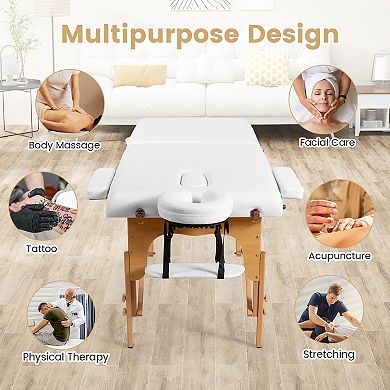 Portable Adjustable Facial Spa Bed With Carry Case-white