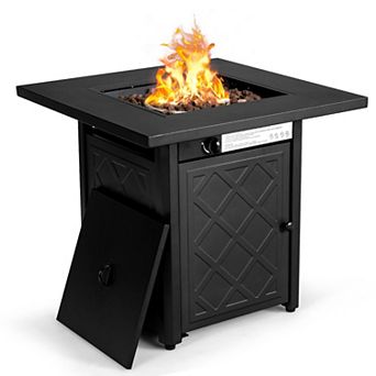 28-inch Propane Gas Fire Pit Table, 50,000 Btu With Lava Rocks-black