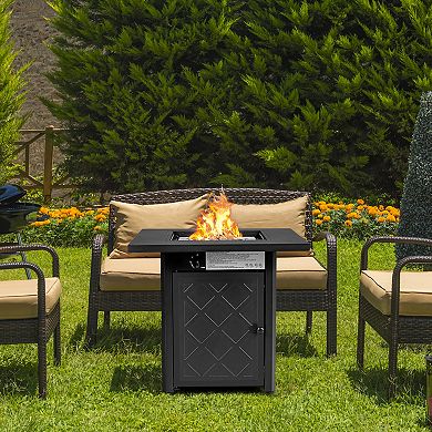 28-inch Propane Gas Fire Pit Table, 50,000 Btu With Lava Rocks-black