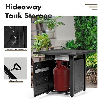 28-inch Propane Gas Fire Pit Table, 50,000 Btu With Lava Rocks-black