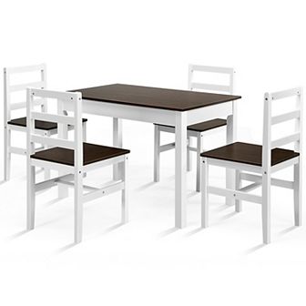 5 pc Solid Wood Kitchen Dining Set-walnut