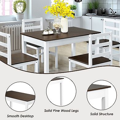 5-piece Solid Wood Kitchen Dining Set-walnut