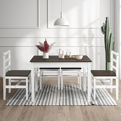 5-piece Solid Wood Kitchen Dining Set-walnut