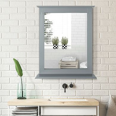 Gray Wall-mounted Vanity Mirror With Shelf-multipurpose Design