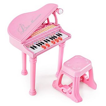 31-key Kids Piano With Stool And Piano Lid-pink
