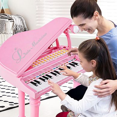 31-key Kids Piano With Stool And Piano Lid-pink