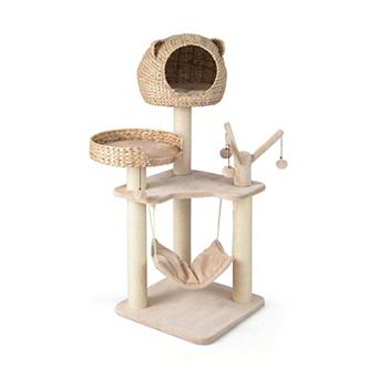 Multi-level Cat Tree With Condo Hammock And Rotatable Hanging Balls