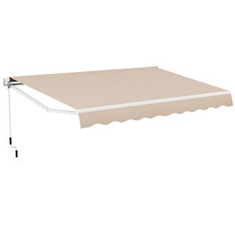 13 × 8 Feet Retractable Patio Awning Aluminum Deck Sunshade-beige