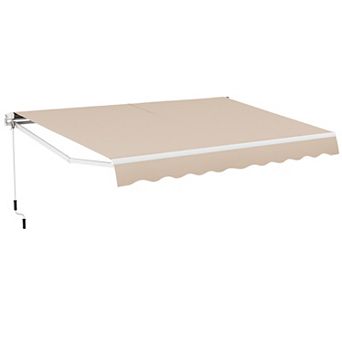 13 × 8 Feet Retractable Patio Awning Aluminum Deck Sunshade-beige