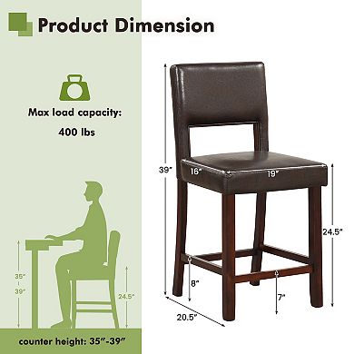 2 Piece Bar Chair Set With Hollowed Back And Rubber Wood Legs