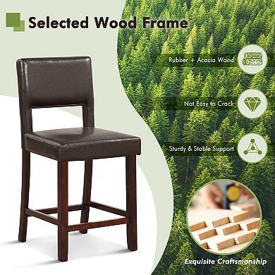 2 Piece Bar Chair Set With Hollowed Back And Rubber Wood Legs