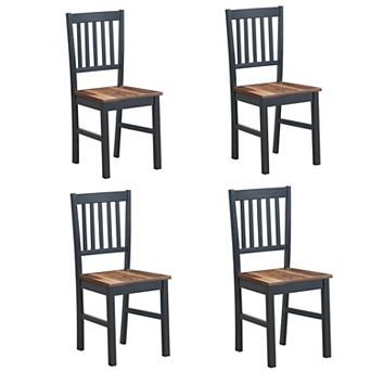 Set Of 4 Spindle Back Dining Chairs With Wooden Legs