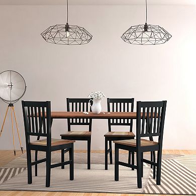 Set Of 4 Spindle Back Dining Chairs With Wooden Legs