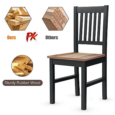 Set Of 4 Spindle Back Dining Chairs With Wooden Legs