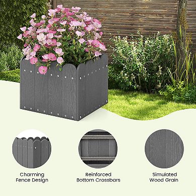 2-pack Square Planter Boxes With Drainage Gaps For Front Porch, Garden, And Balcony-gray