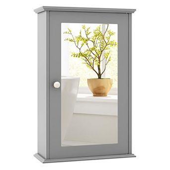 Bathroom Wall Cabinet With Single Mirror Door-gray