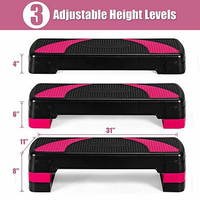 31 Inch Adjustable Exercise Aerobic Stepper With Non-slip Pads