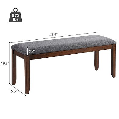 Upholstered Entryway Bench Footstool With Wood Legs