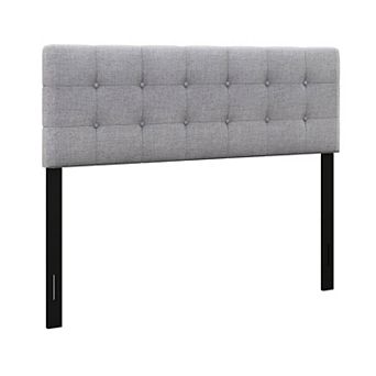 Gray Linen Upholstered Headboard With Solid Rubberwood Legs