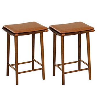 Set Of 2 25.5" Bar Stools With Removable Cushions And Footrest