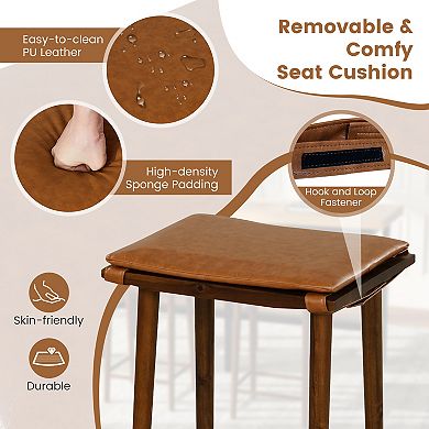 Set Of 2 25.5" Bar Stools With Removable Cushions And Footrest