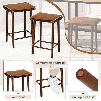 Set Of 2 25.5" Bar Stools With Removable Cushions And Footrest