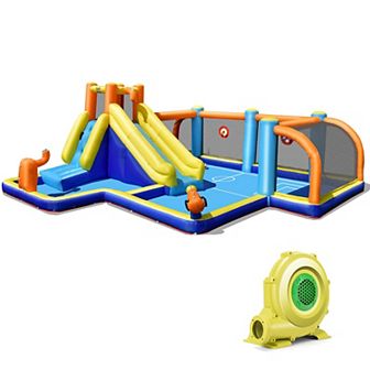 Giant Soccer-themed Inflatable Water Slide With 735w Blower