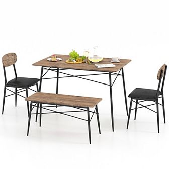 4 pc Dining Set With Bench And 2 Chairs-brown
