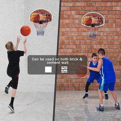 Wall Mounted Fan Backboard With Basketball Hoop And 2 Nets