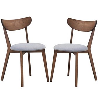 Set Of 2 Dining Chairs Upholstered Curved Back Side
