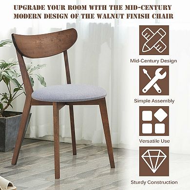 Set Of 2 Dining Chairs Upholstered Curved Back Side