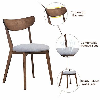 Set Of 2 Dining Chairs Upholstered Curved Back Side