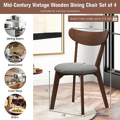 Set Of 2 Dining Chairs Upholstered Curved Back Side
