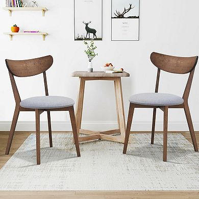 Set Of 2 Dining Chairs Upholstered Curved Back Side