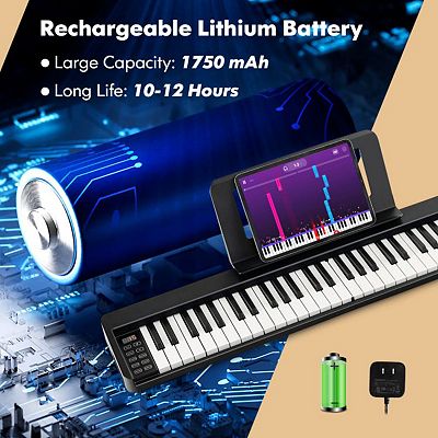 61 Key Keyboard Piano Foldable Portable Keyboard With Semi