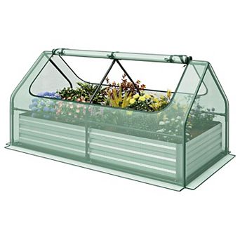 6 X 3 X 3 Feet Galvanized Raised Garden Bed With Greenhouse Cover-green