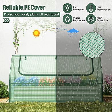 Raised Garden Bed With Greenhouse Cover Galvanized Metal Planter