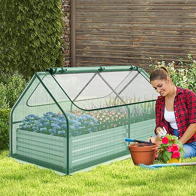 Raised Garden Bed With Greenhouse Cover Galvanized Metal Planter