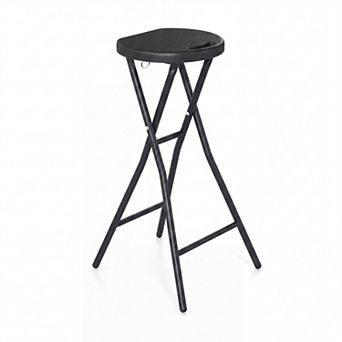 Folding Bar Stool 27.5 Inch Tall with HDPE Seat Carry Handle and 330 lb Weight Capacity