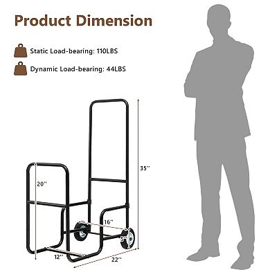 Firewood Log Cart Carrier With Anti-slip And Wear-resistant Wheels