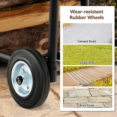 Firewood Log Cart Carrier With Anti-slip And Wear-resistant Wheels