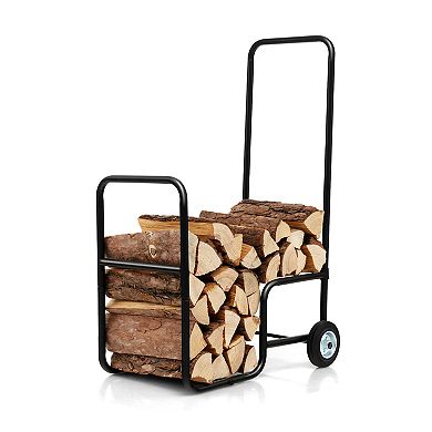 Firewood Log Cart Carrier With Anti-slip And Wear-resistant Wheels