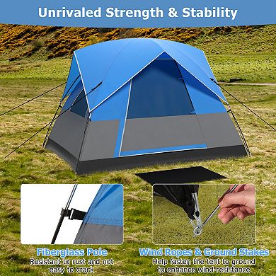 3 Person Camping Tent With Removable Floor Mat Waterproof Shelter