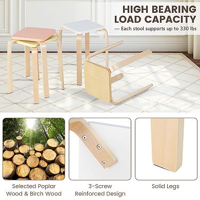Stackable Stools Set Of 4 With Square Top And Rounded Corners